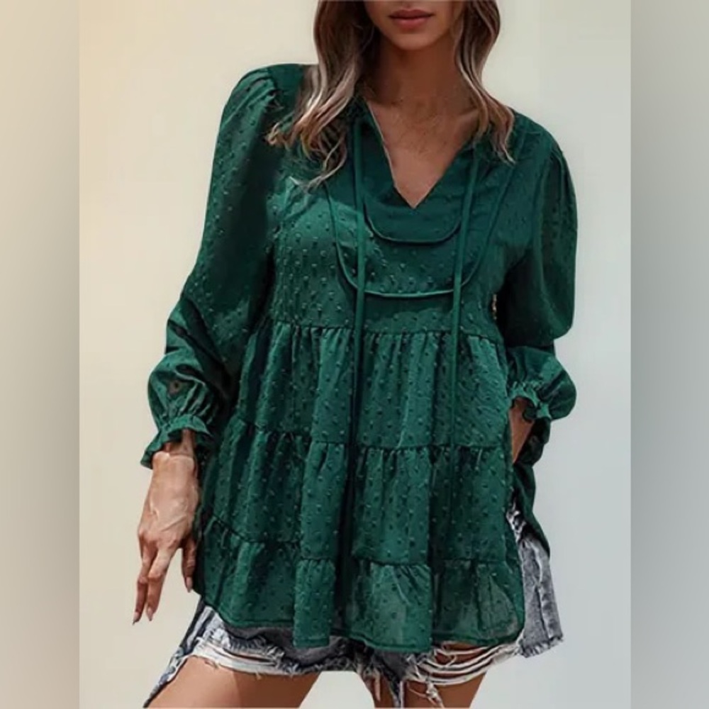 Emerald Green prairie Women's Top - Picture 2 of 8